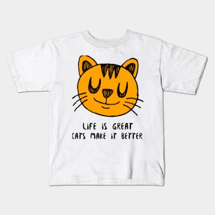 Cats make our lives enjoyable Kids T-Shirt